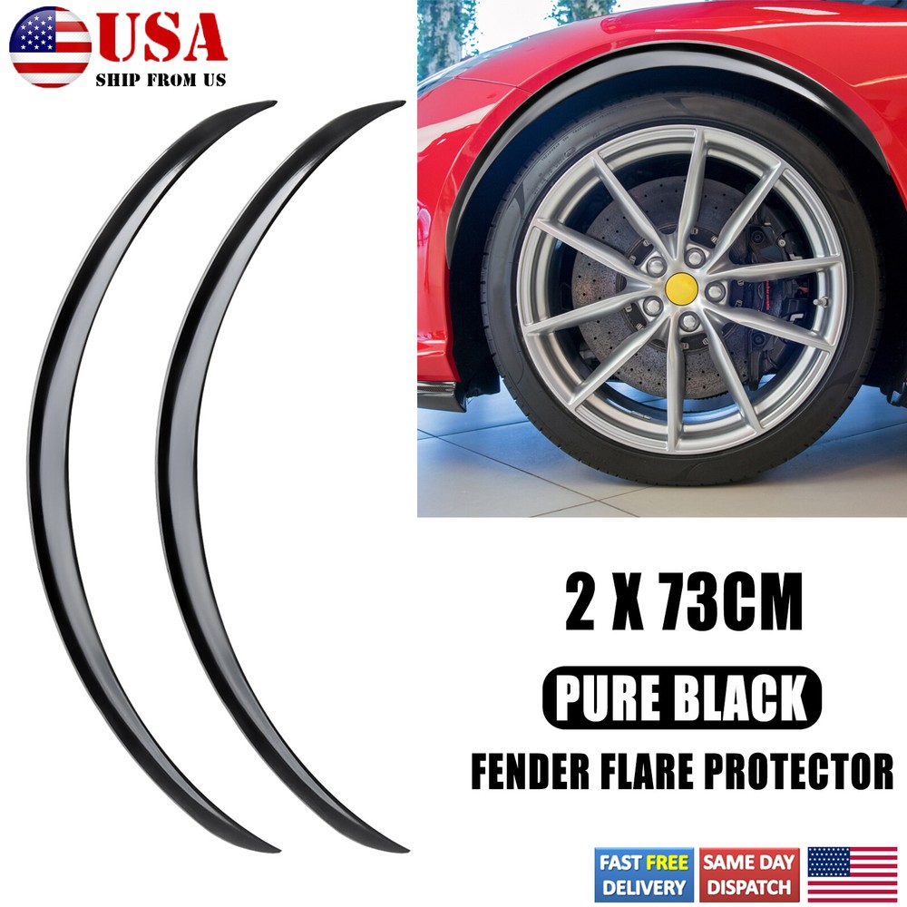 2PCS Universal Black Car Truck Wheel Fender Flares Eyebrow Arches Cover Replace.