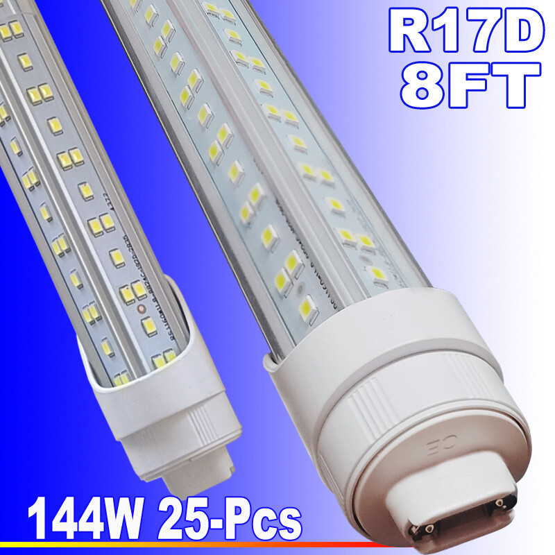 8Ft R17D 2 Pins LED Tube Light T8 Milky Cover Rotatable HO Base LED Shop Light