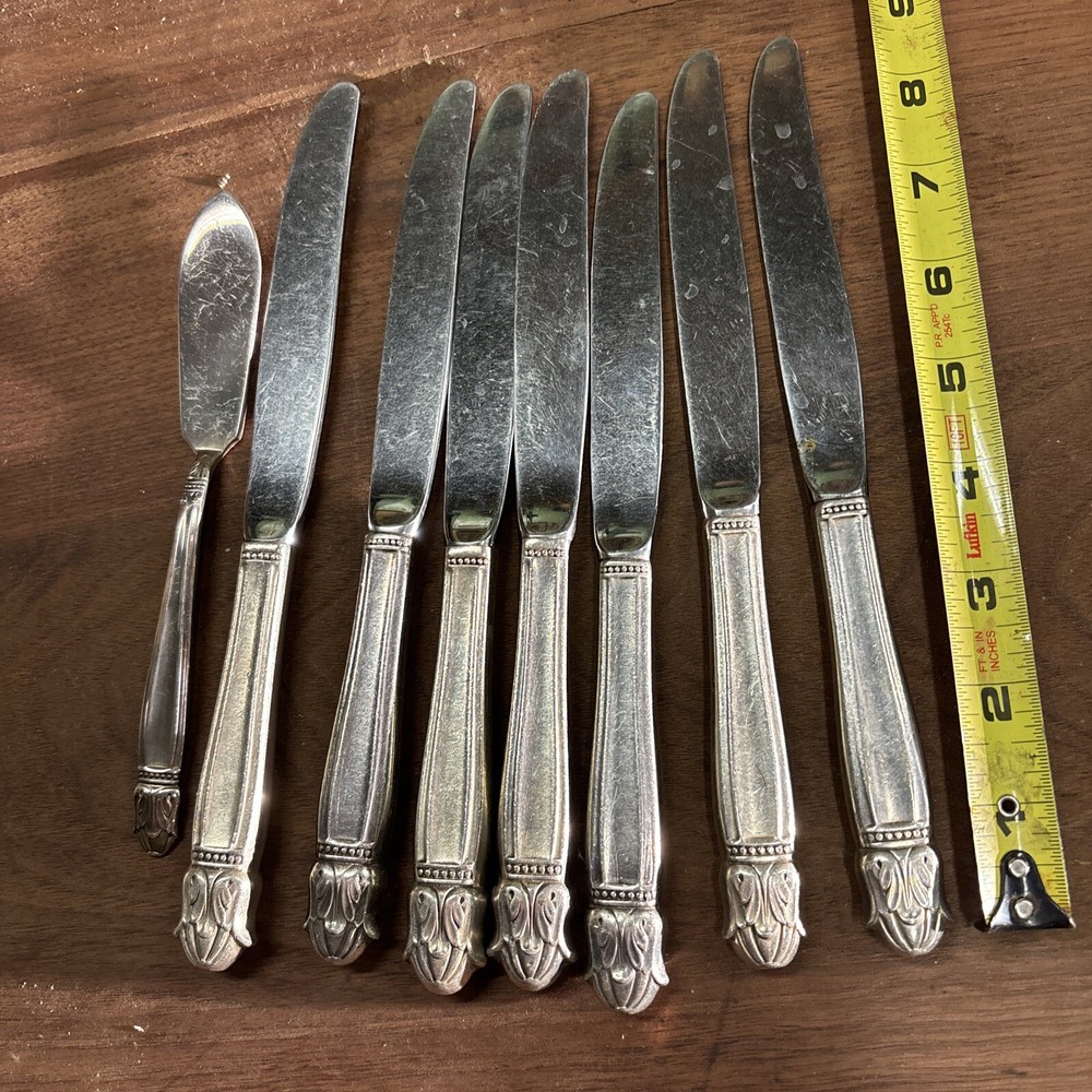 MES And Edward’s Plate Inland Silverware 7 Knives I Butter