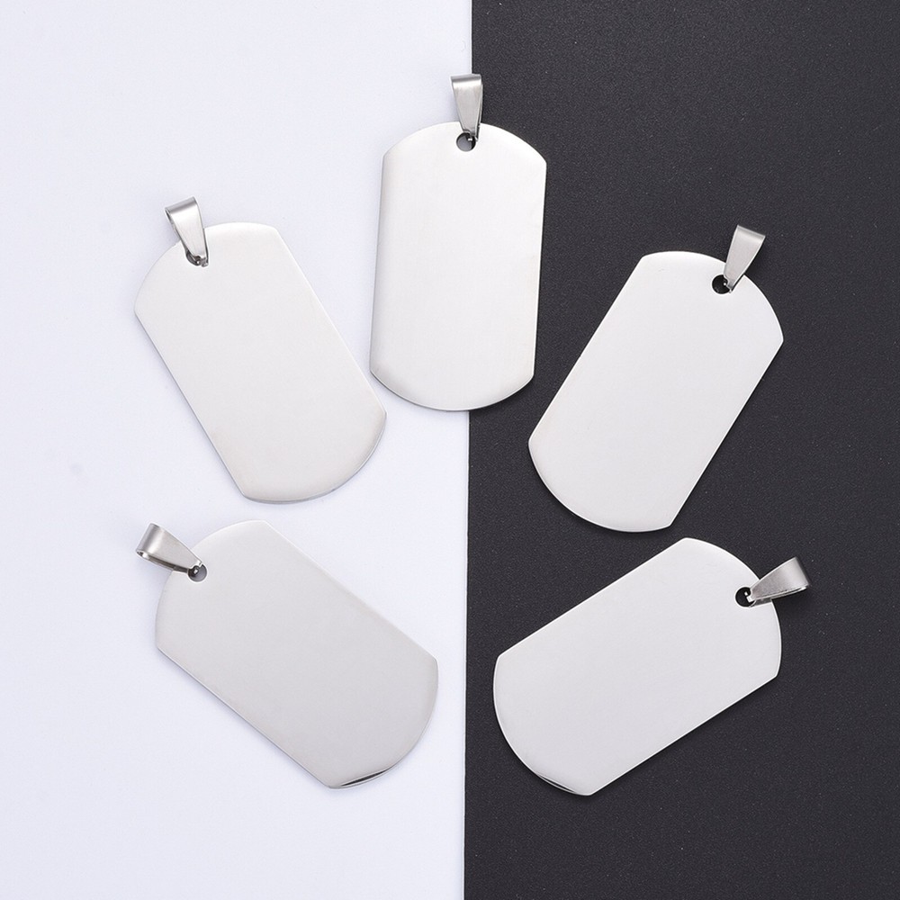 5Pcs Rectangle Manual Polishing Stainless Steel Big Pendants Blank Stamping Tags