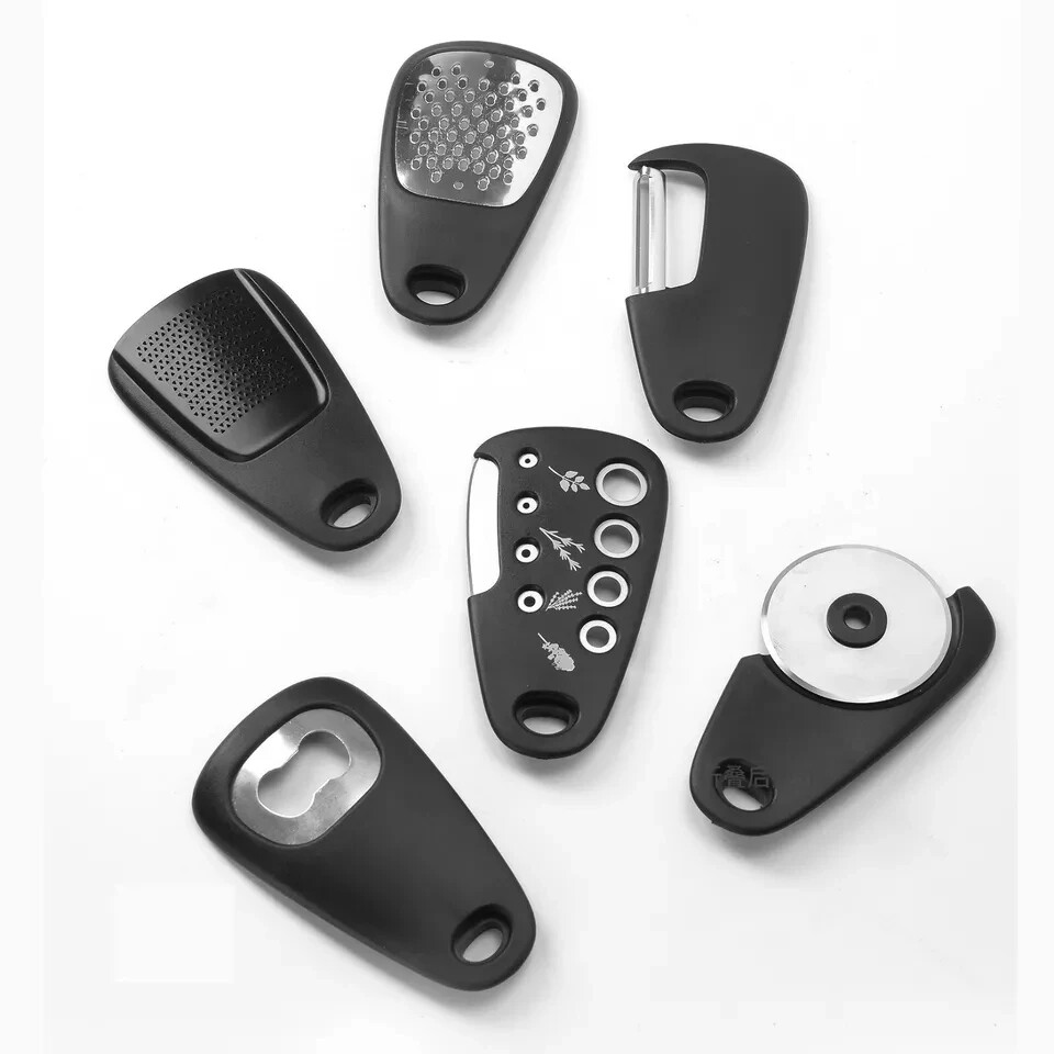 6-Piece Stainless Steel Kitchen Set – Grater, Peeler, Cutter, Opener, Grinder