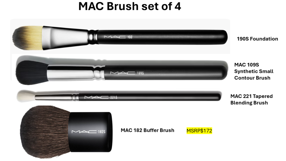 MAC Professional Brush Set (4pcs) – New & Authentic – Worth $172!