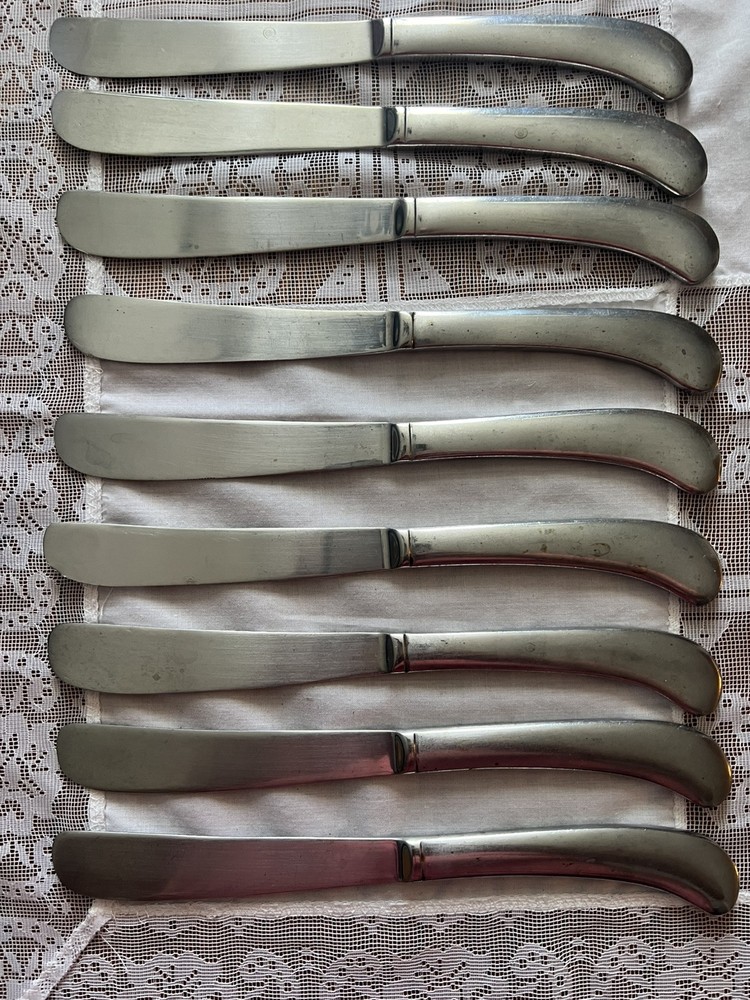 Set Of 9 Pfaltzgraff Solid Pistol Handled Stainless Steak Knives China