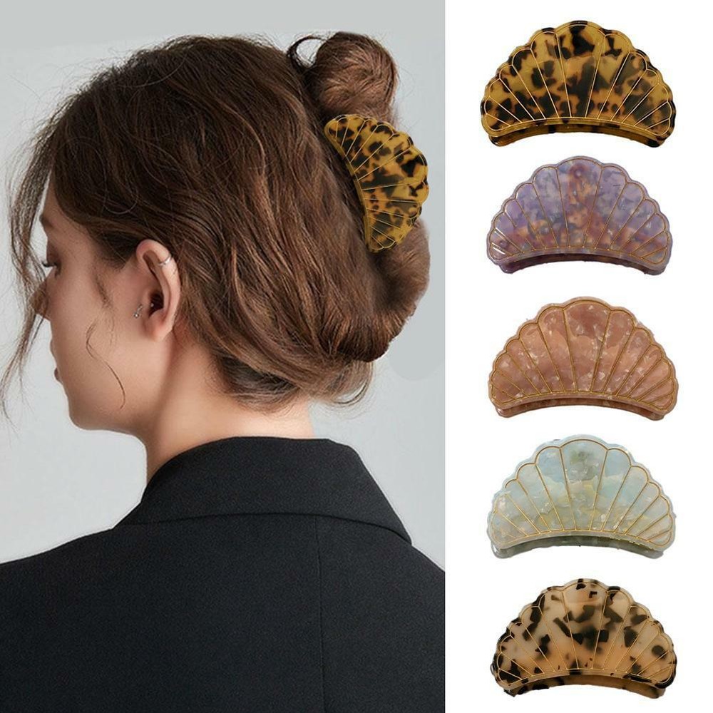 Elegant Sea Shell Hair Clips with Acetate Resin Grips for Women and Girls