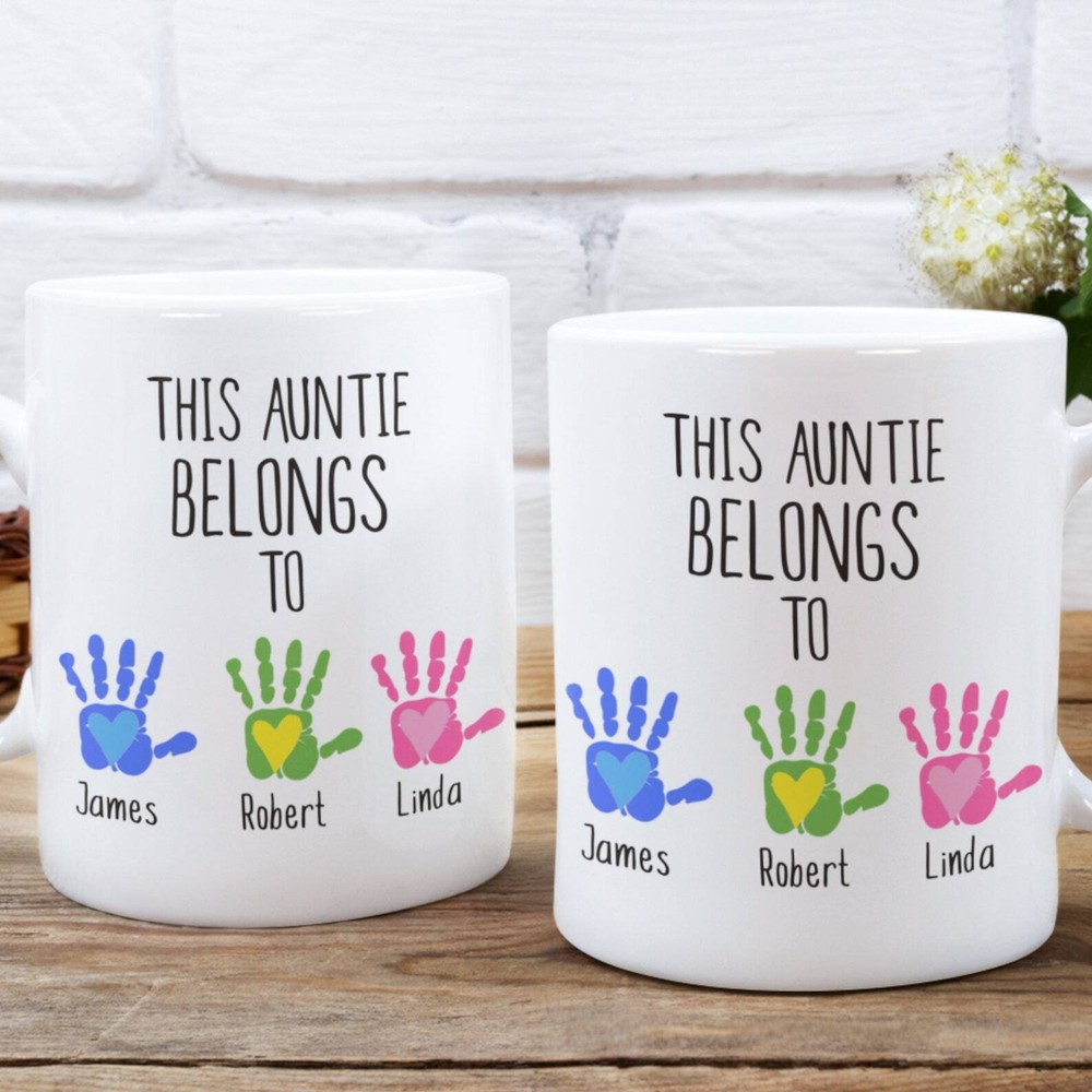 This Auntie Belongs To Custom Family Mothers Day Mug Personalized Name Aunt Gift