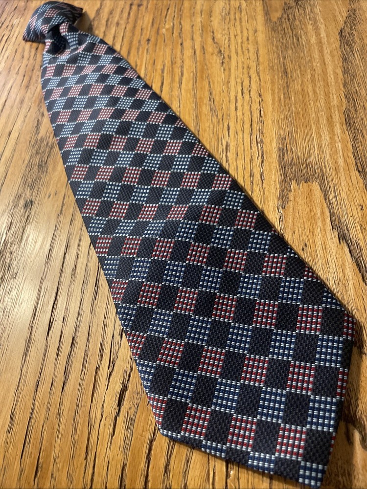 Vintage 60s 70s Sears Polyester Clip On Wide Tie Mod Disco Abstract Geometric