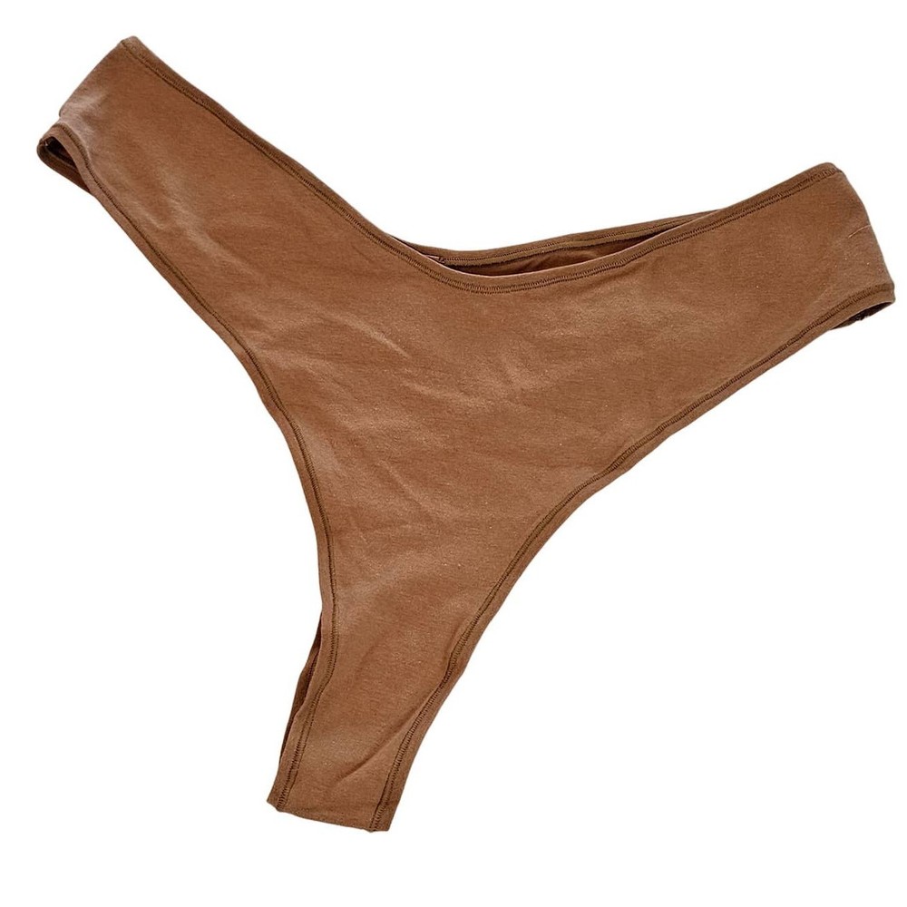 Skims Camel Cotton Jersey Dipped Thong Panty Plus 4x