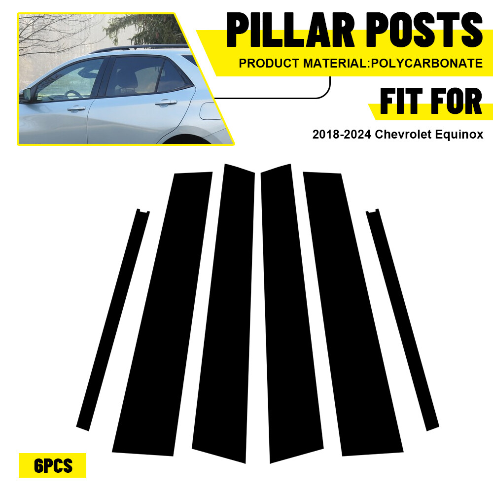 6Pcs For 2018-2024 Chevy Equinox Glossy black Window Door Pillar Post Trims Kits