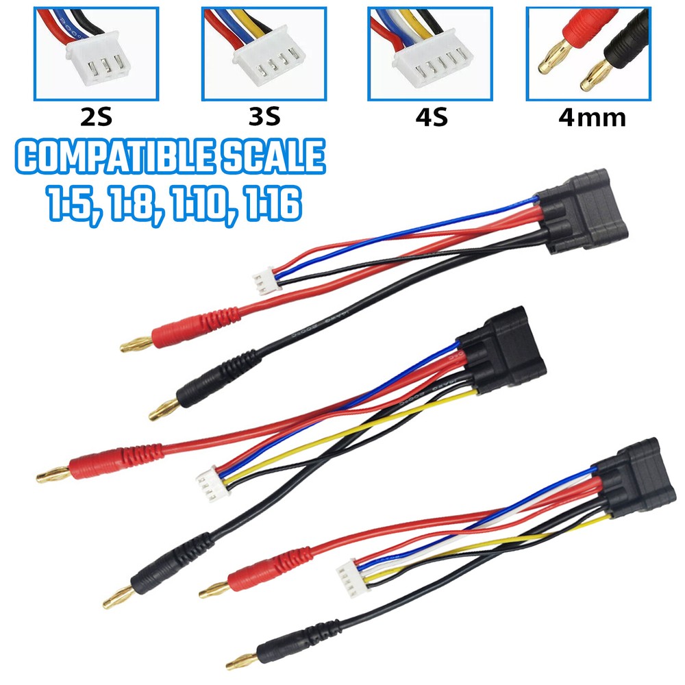 4S/3S/2S Lipo Battery Bullets Connector Cable Adapter for Traxxas TRX 1/8 RC Car