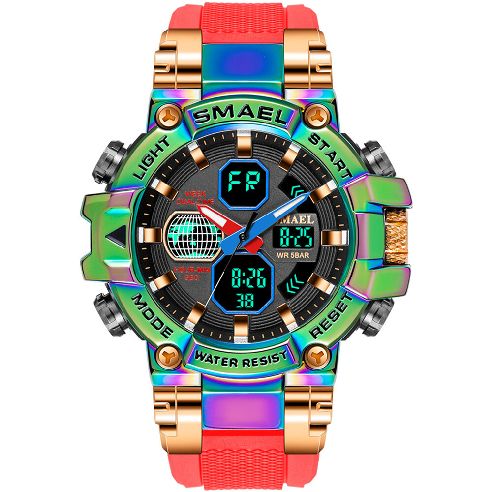 SMAEL Men Digital Quartz Watches Fashion Sport Steel Wristwatch LED Watch Gift-