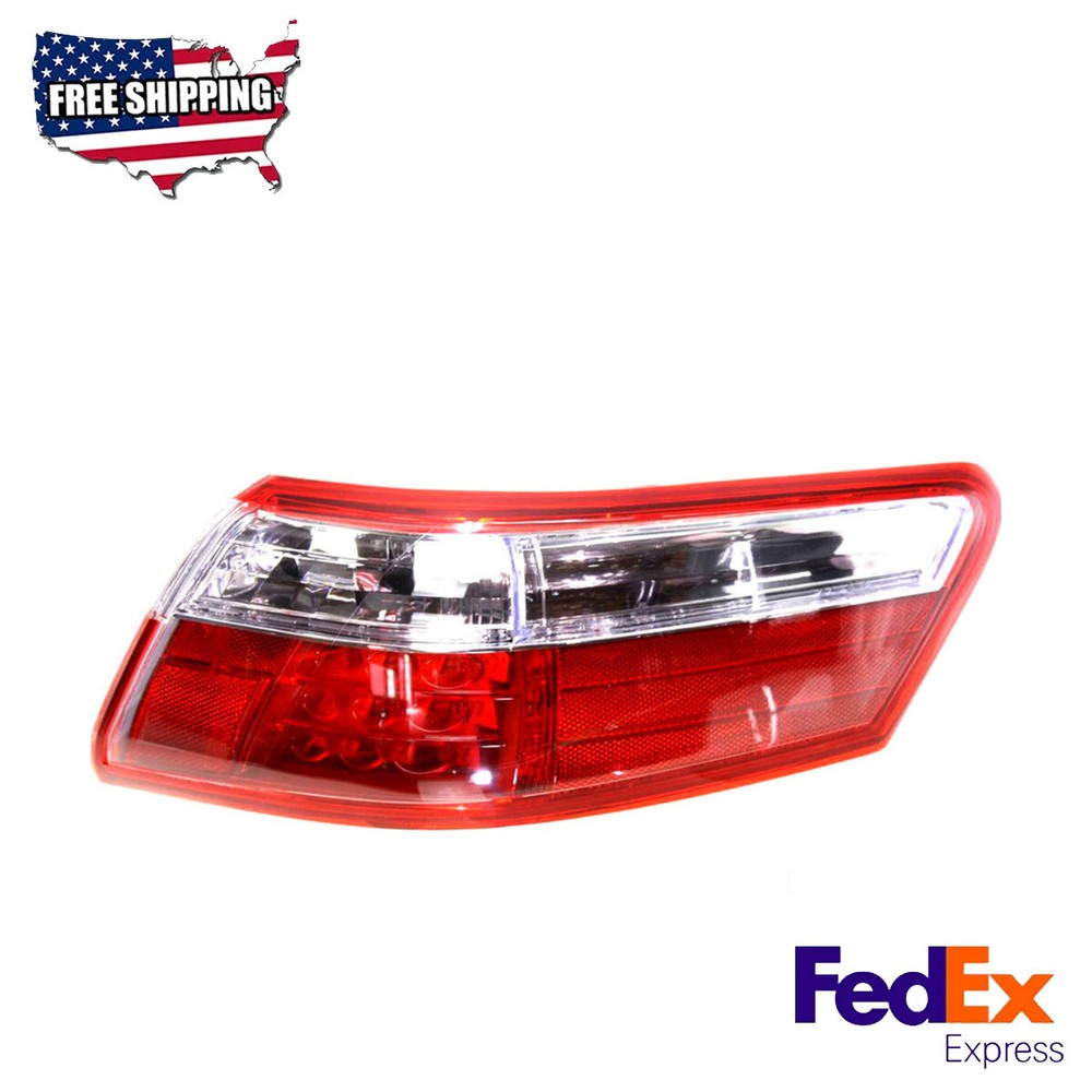 Clear & Red LED Tail Light Passenger Side Outer for 07-09 Toyota Camry