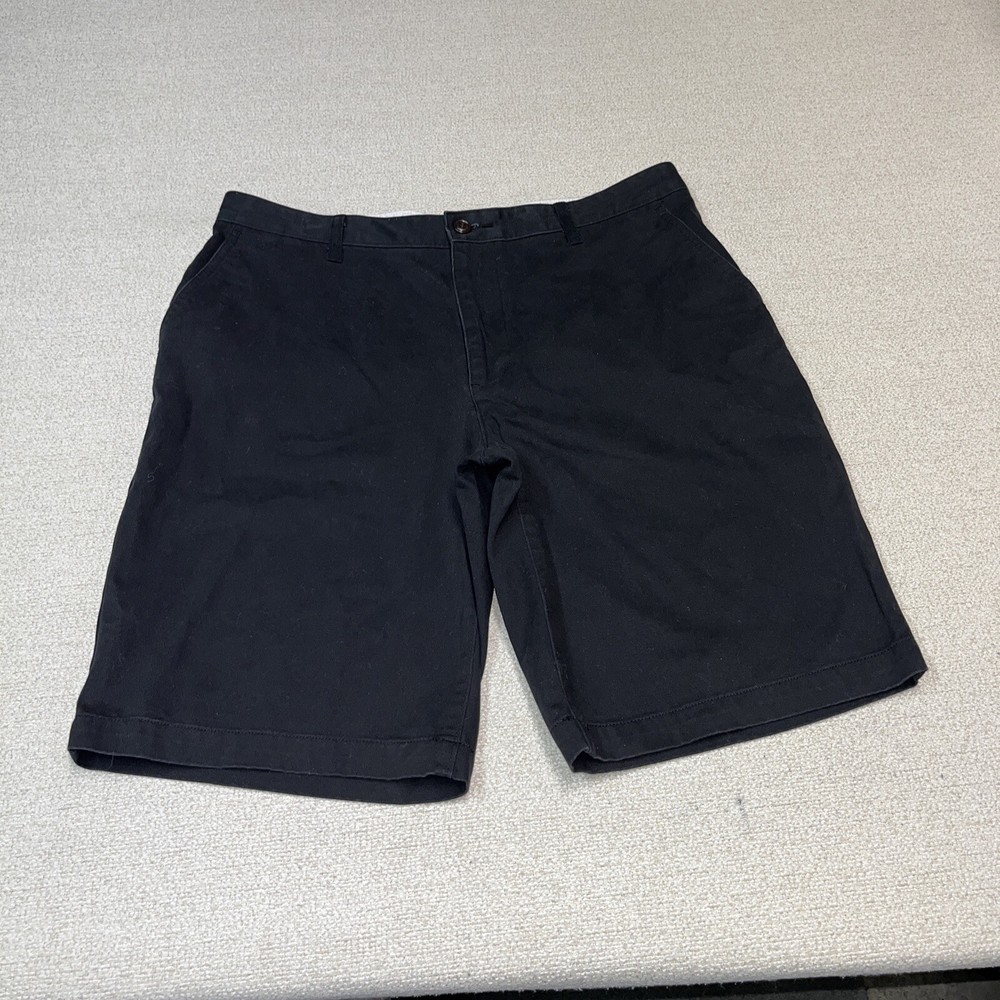 Dockers Chino Shorts Mens 36/10.5 Black Flat Front Casual Prep Utility Pocket