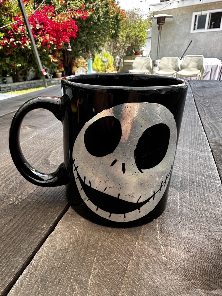 Vtg Black Nightmare Before Christmas Jack Skellington Coffee Mug Cup Disney