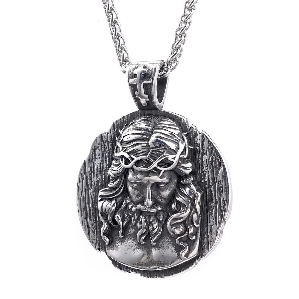 Personalized Stainless Steel Vintage Saint Benedict Saint Mark Pendant Necklace
