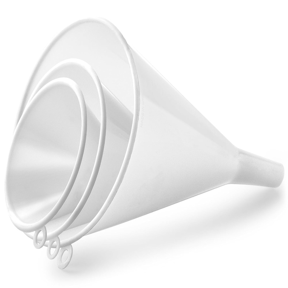 Zulay 3-Piece Plastic Kitchen Funnel Set in Large Medium Small White