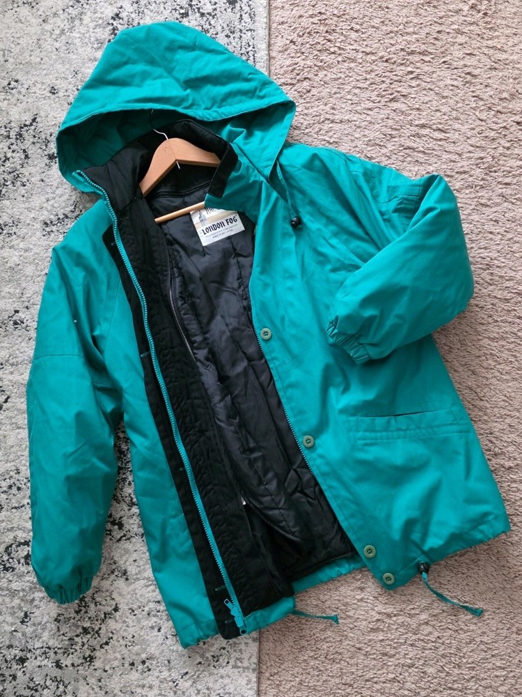 Vintage London Fog Towne Hooded Parka Lined Mens L Green 90s Outdoor Granola 80s