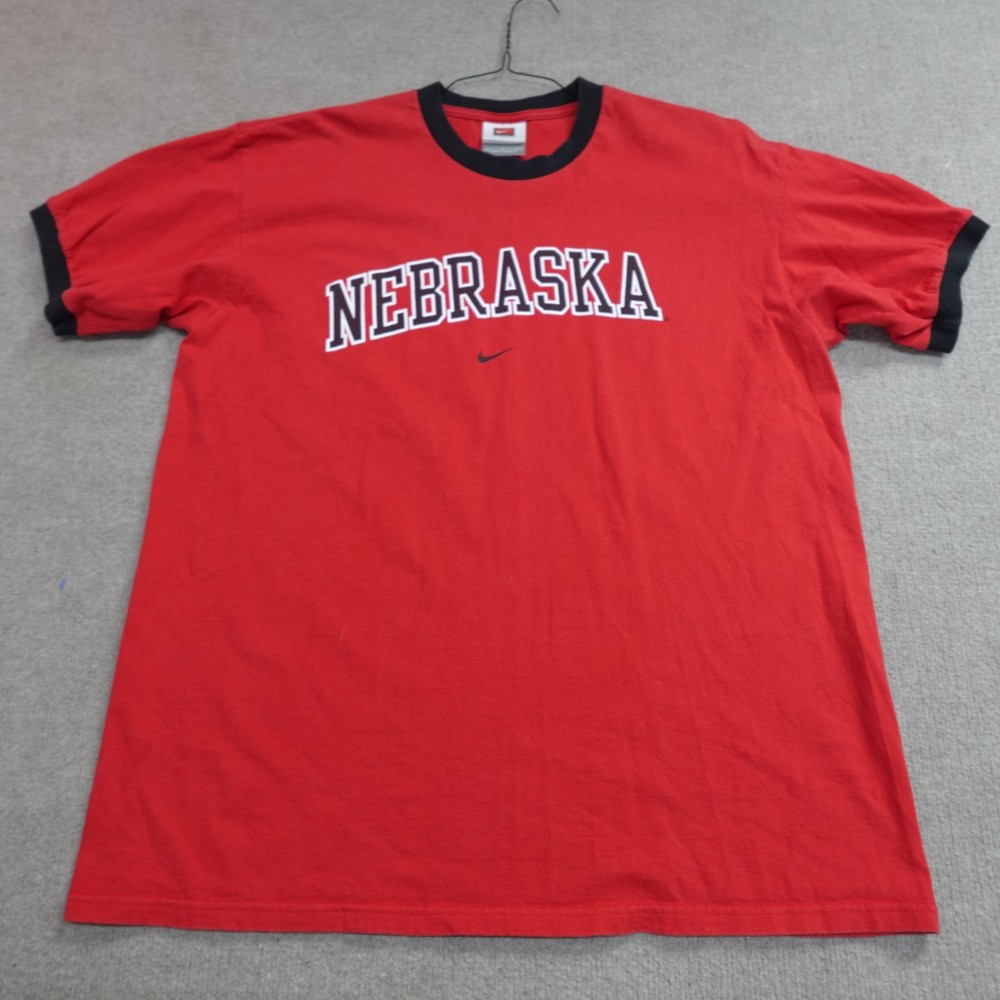 Vintage Nike Shirt Large Red Nebraska Cornhuskers Ringer