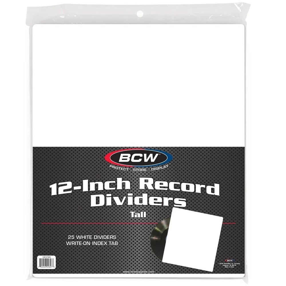 (25) BCW White 12-Inch Tall Vinyl Record Dividers with Tabs 12-1/2 x 15
