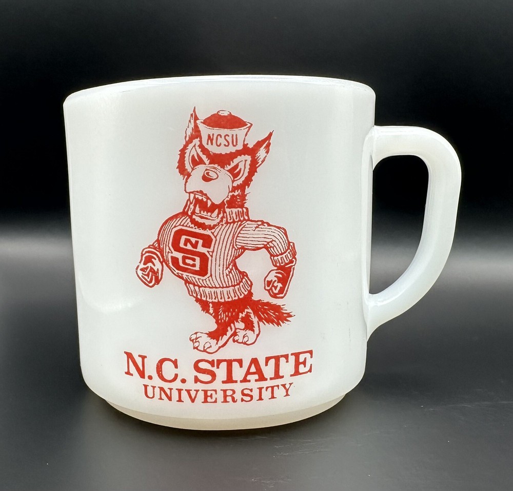 Rare HTF Federal Milk Glass Mug Vintage Wolfpack NC state University Mug