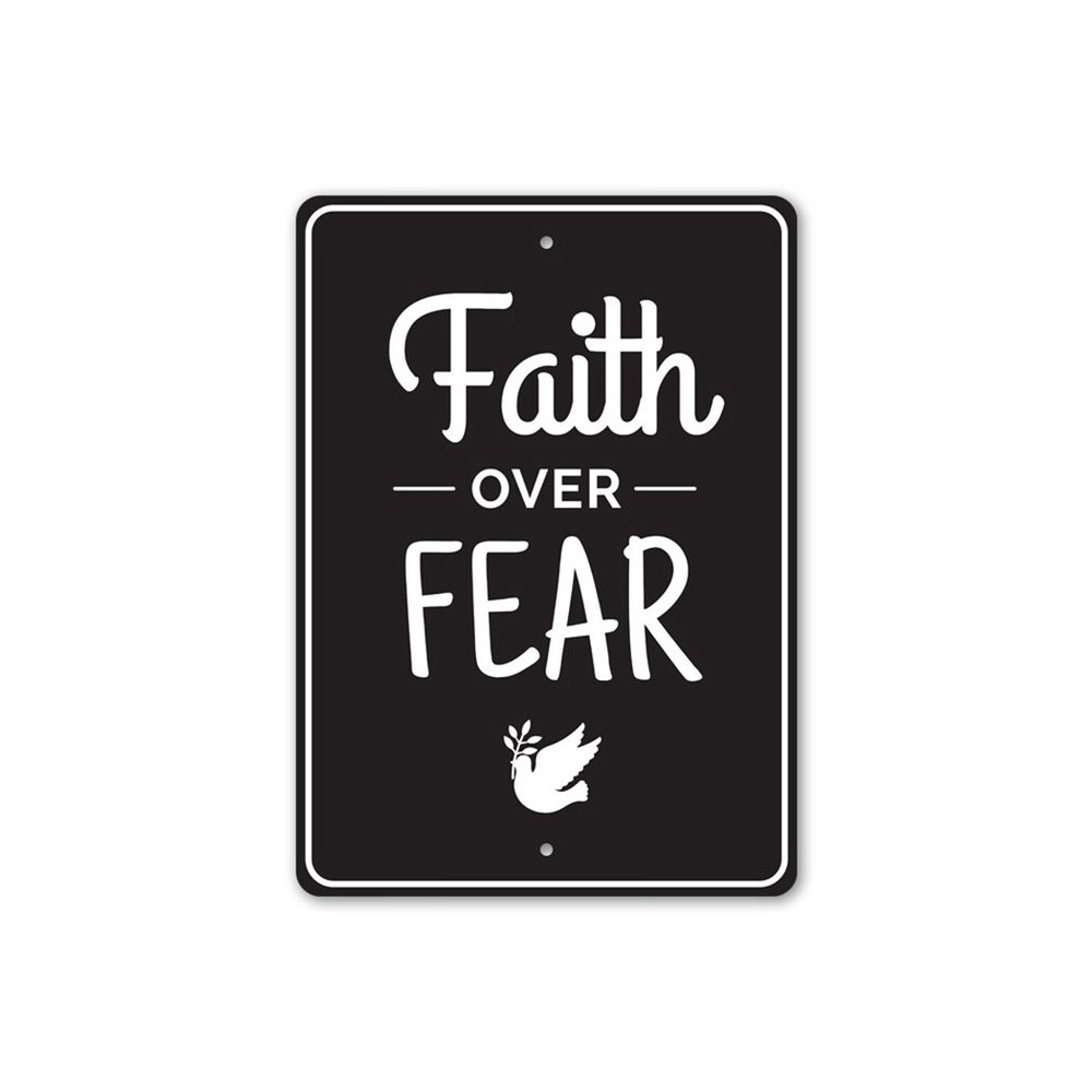 Faith Over Fear Sign, Inspirational Bible Verse Sign, Scripture Wall Metal Sign