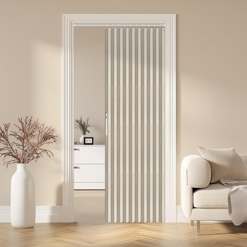 100% Blackout Magnetic Door Curtain Accordion Doors Interior Folding Closet D...