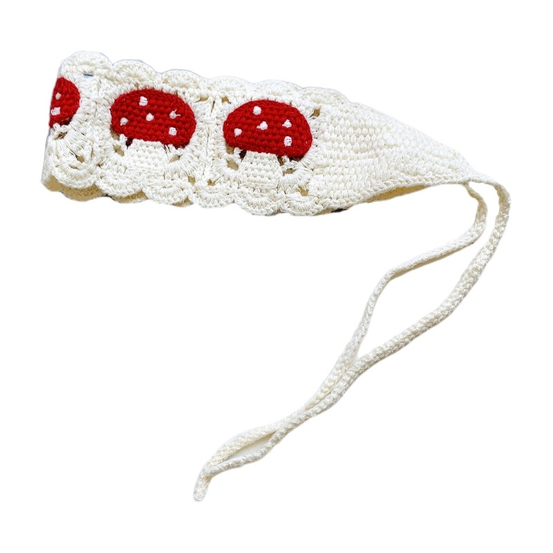 Crochet Mushroom Hairband for Women Breathable Elastic Headband