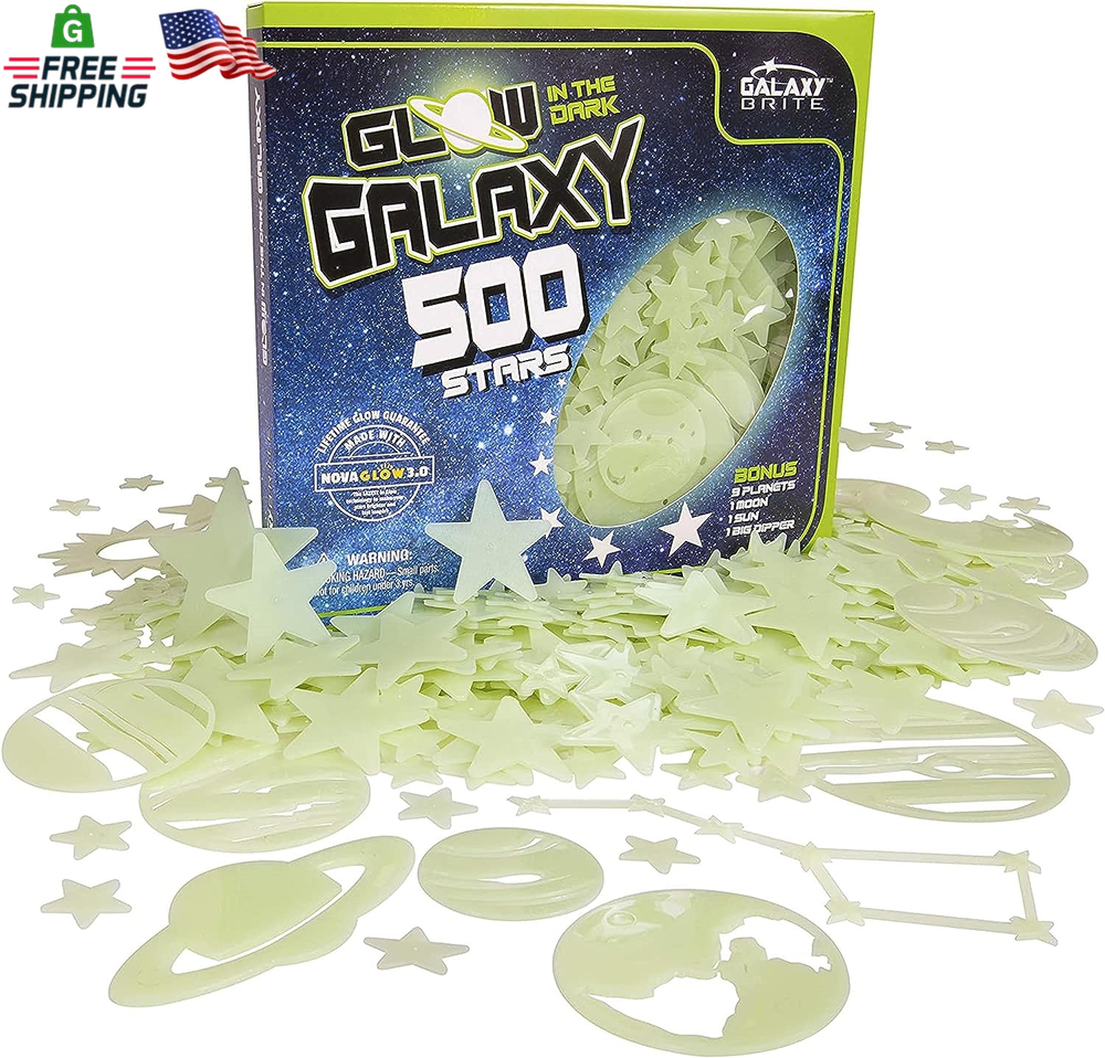 Glow in the Dark Stars for Ceiling, 500-Count, Largest Ceiling Glow Stars Assort