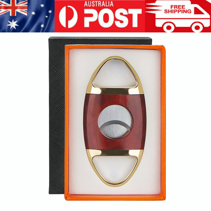 Stainless Steel Double Blade Guillotine Cigar Cutter with Gift Box in Red