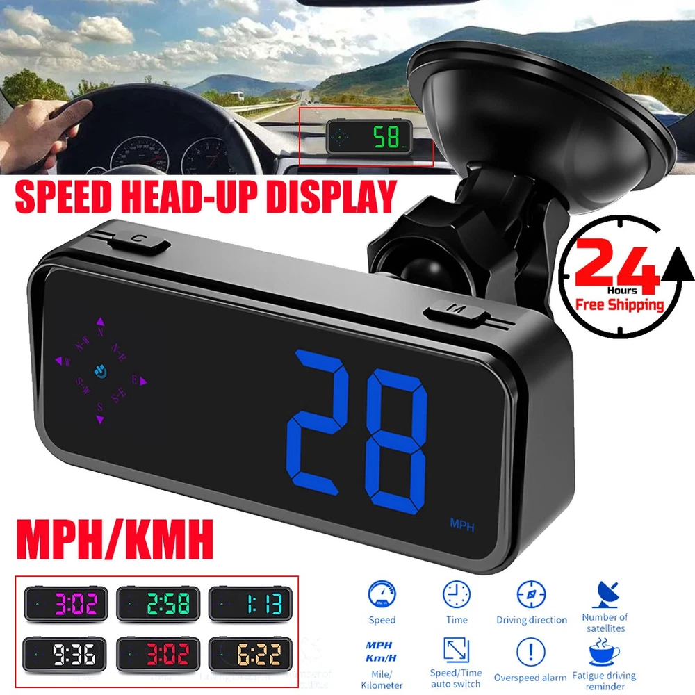 Universal Mini LED Digital Speedometer GPS HUD for Cars MPH/KMH Display