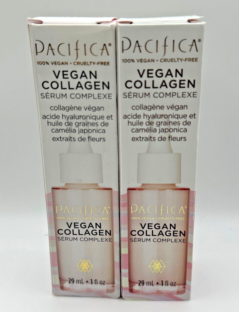 NEW! 2X! PACIFICA Vegan Collagen Complex Face Serum W/ Hyaluronic Acid-Plumping