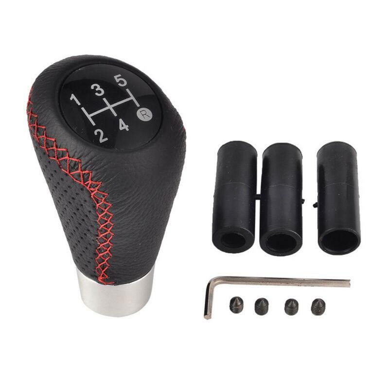5 Speed Universal Black Leather Stitche Manual Car Gear Stick Shift Knob Shifter
