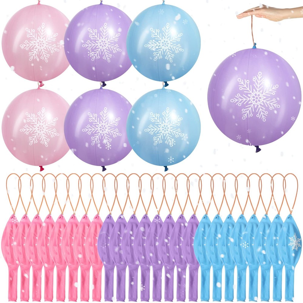 36 Pcs 18 Inch Snowflake Punch Balloons Winter Theme Punching Balloon Kids Pa...