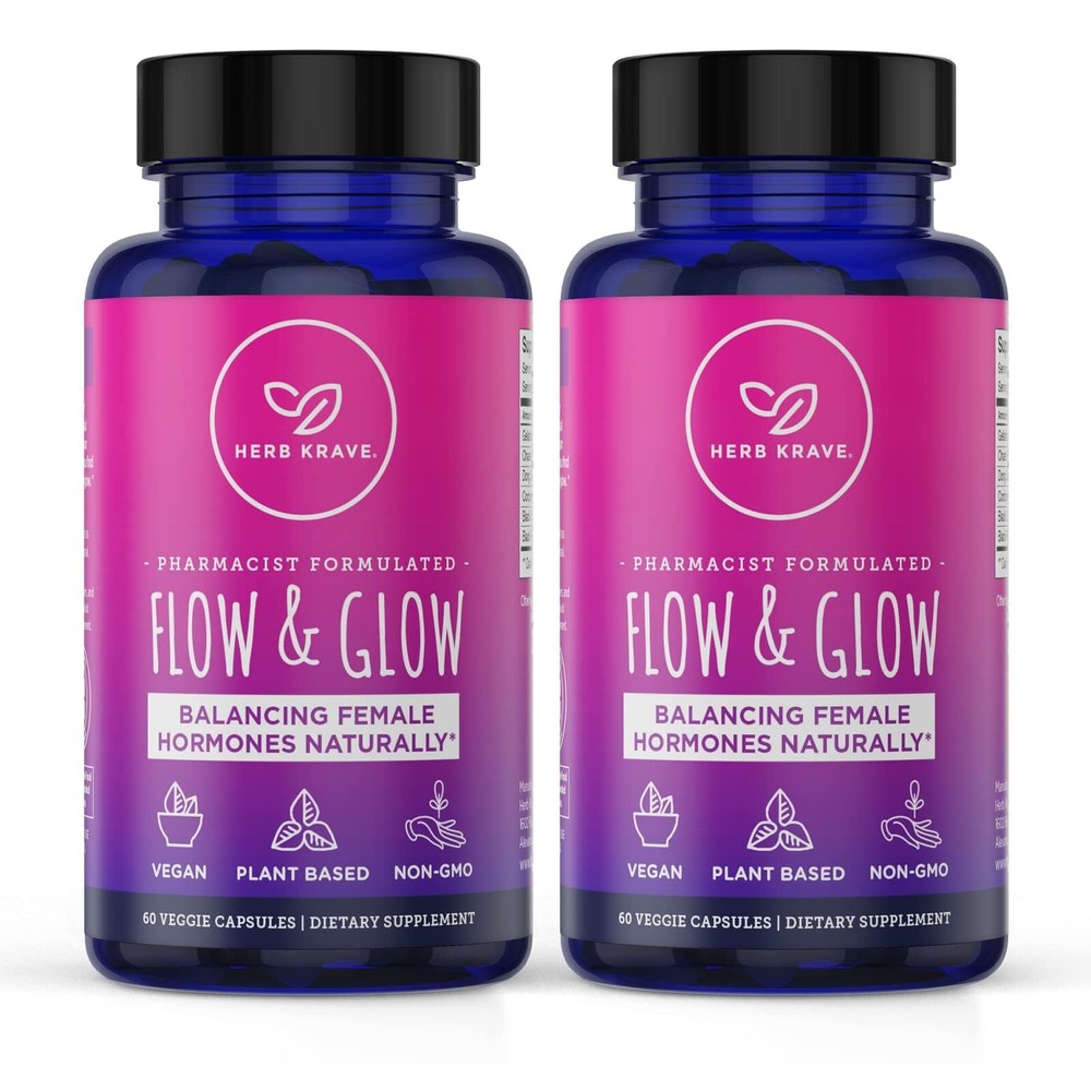 Herb Krave Flow and Glow Natural Hormone Balance for Women - PMS & Menopause ...