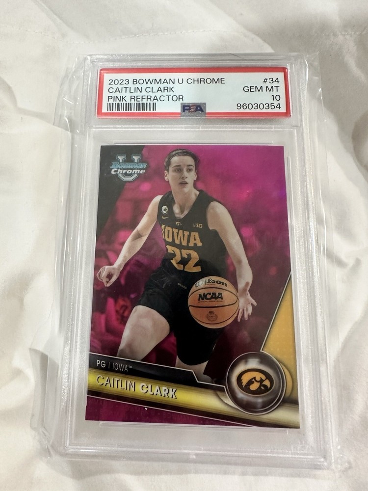 2023 Bowman U Chrome Caitlin Clark Pink Refractor #34 PSA 10