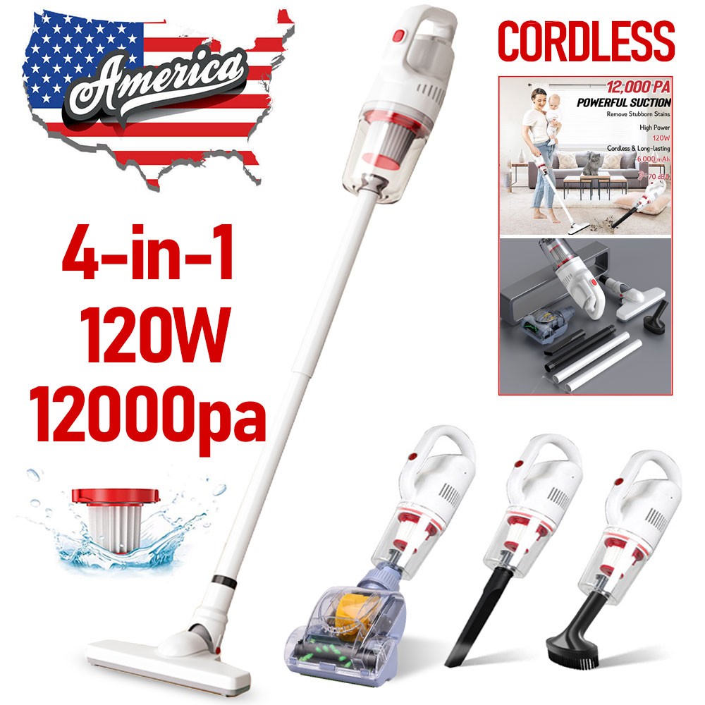 Cordless Vacuum Cleaner 4 in 1 Rechargeable Lightweight Stick Vacuum Cleaner