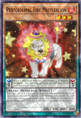 Performapal Fire Mufflerlion SP15-EN024 Shatterfoil 1st Ed x3 Near Mint