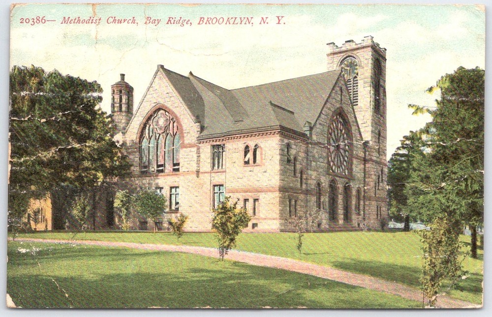 1908 Brooklyn NY Methodist Church Bay Ridge Postcard Souvenir Post Card Co.