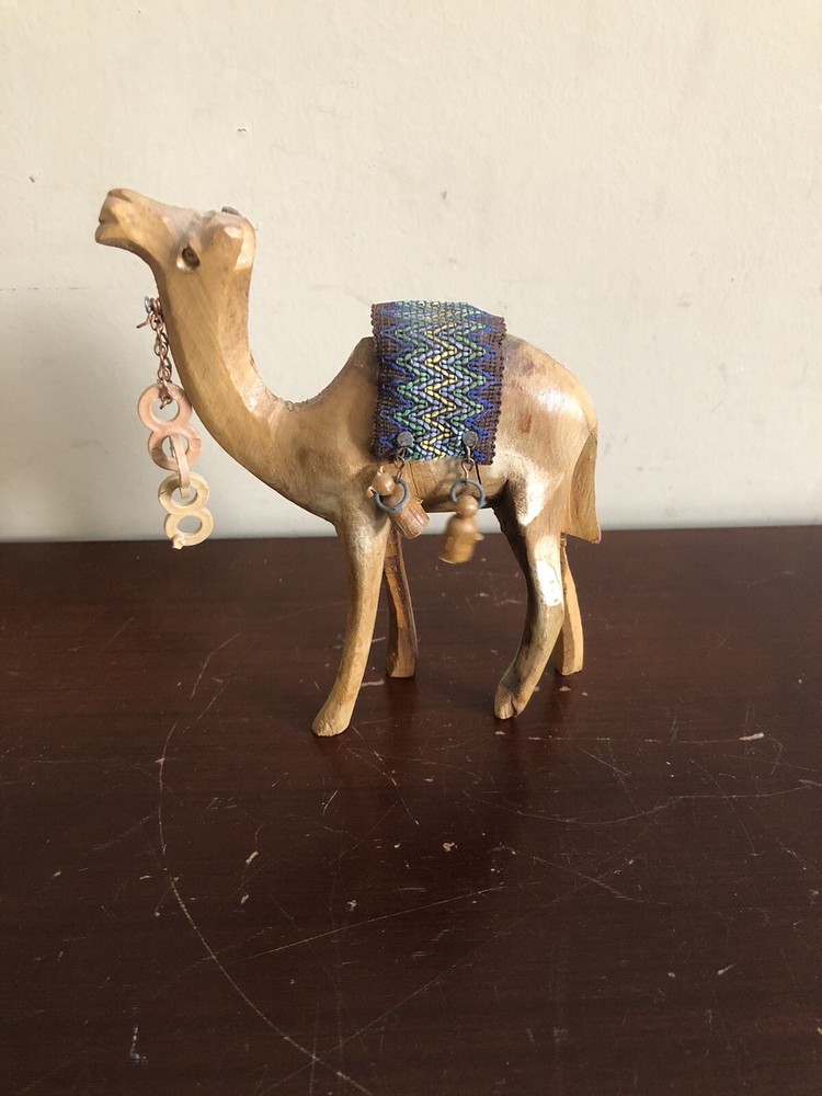 Vintage Hand-Carved Wooden Nativity Camel Figurine Small Decorative Piece