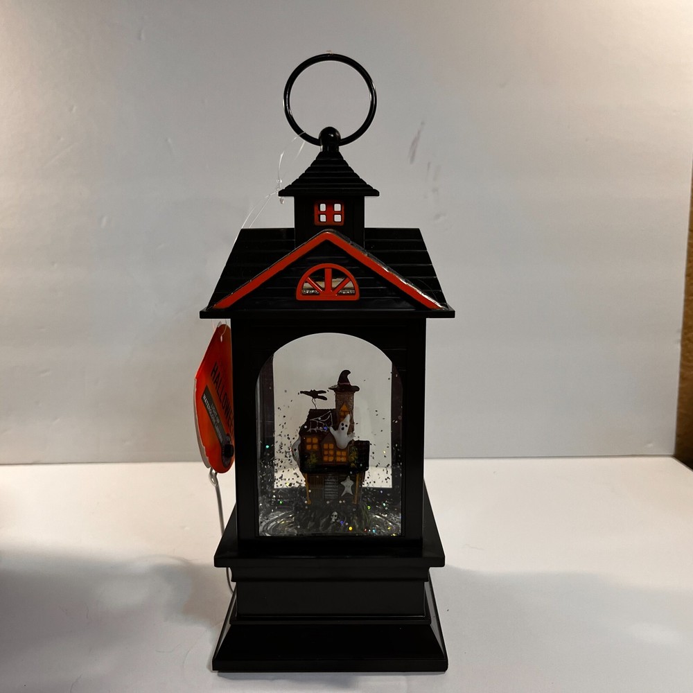 Haunted House Glitter Water Globe Lantern with LED Lights Battery Operated  