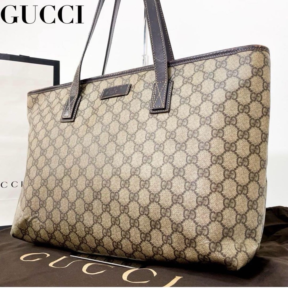 Gucci GG Unisex Brown Tote Bag Large A4 Size for School Work Shopping