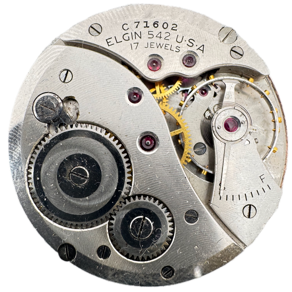 Antique 12s 1941 Elgin 17 Jewel Mechanical Pocket Watch Movement 542 USA