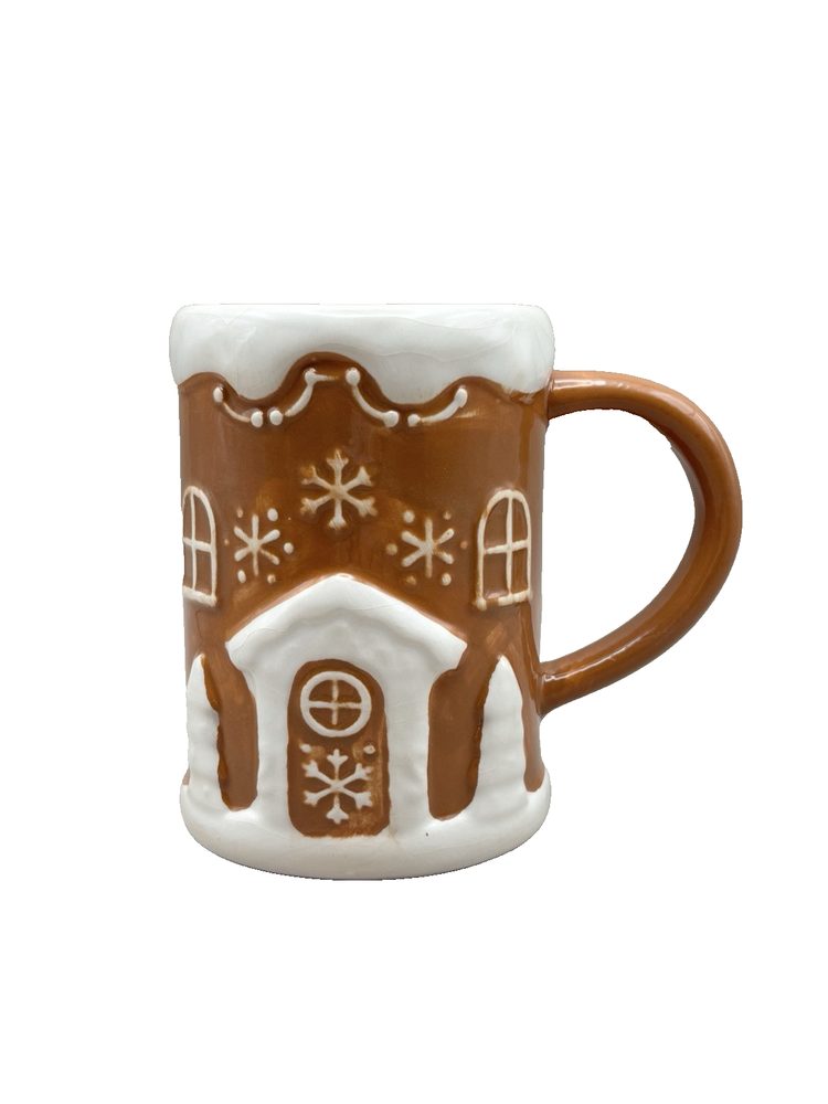Gingerbread House Christmas Coffee Mug 18oz Ceramic 5 Inch Tall Vintage Display