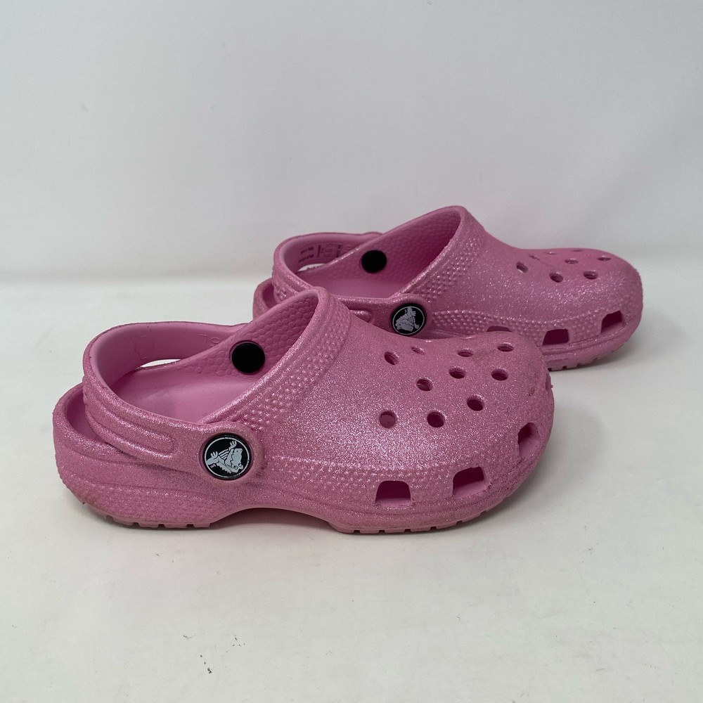 Crocs Classic Glitter Clog Toddler 10C Pink Tweed Glitter