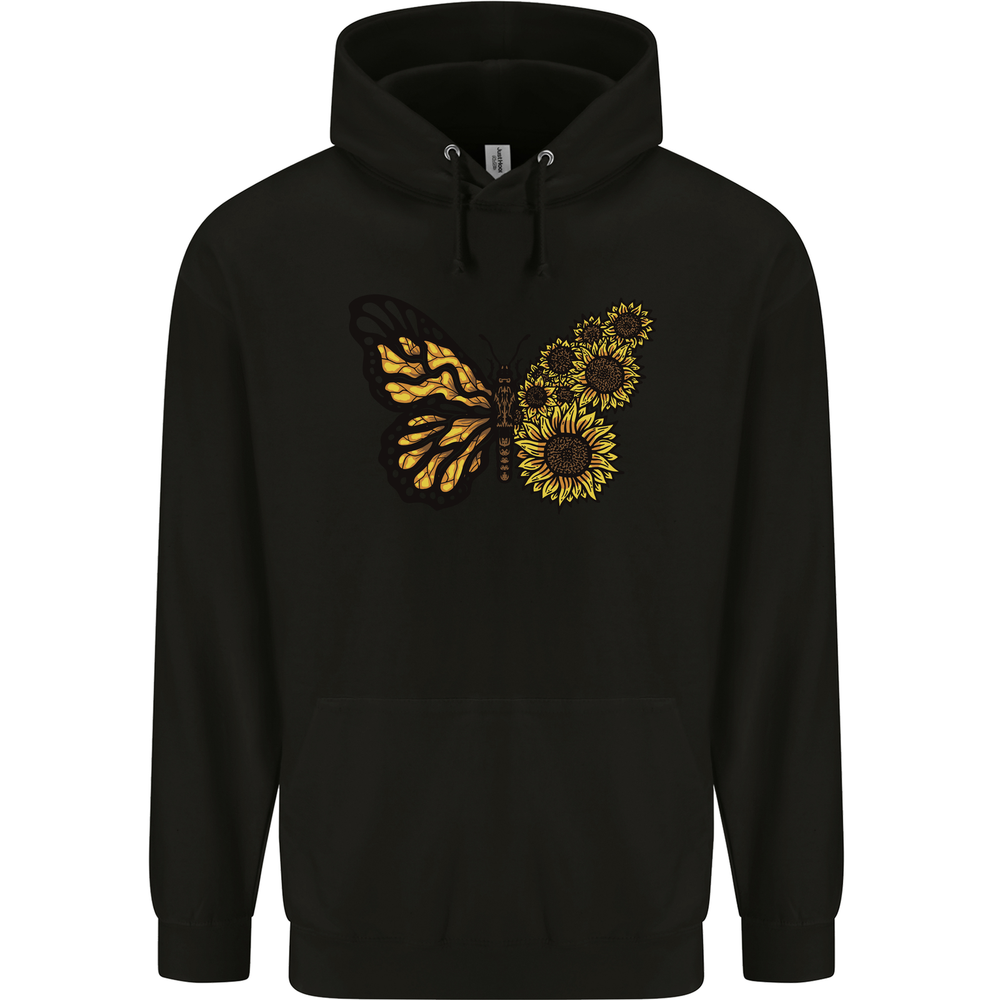 A Sunflower Butterfly Mens 80% Cotton Hoodie