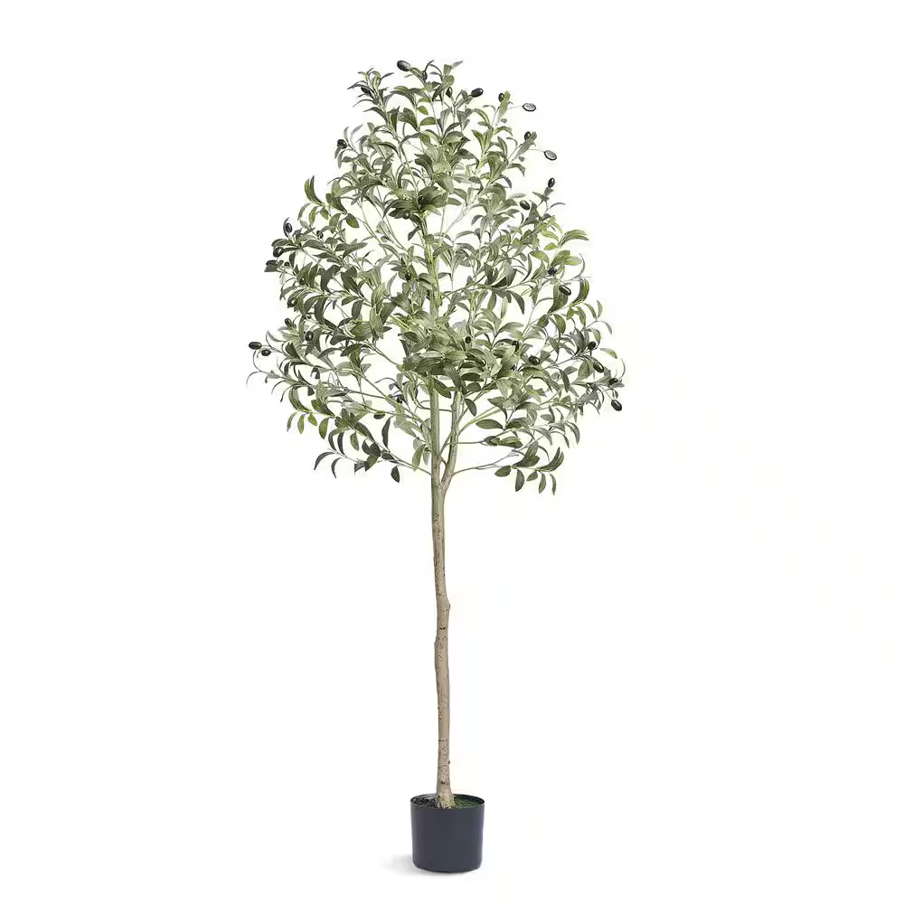 5 Ft Tall Artificial Olive Tree Faux Plant with PE Leaves and Anti-Tip Base