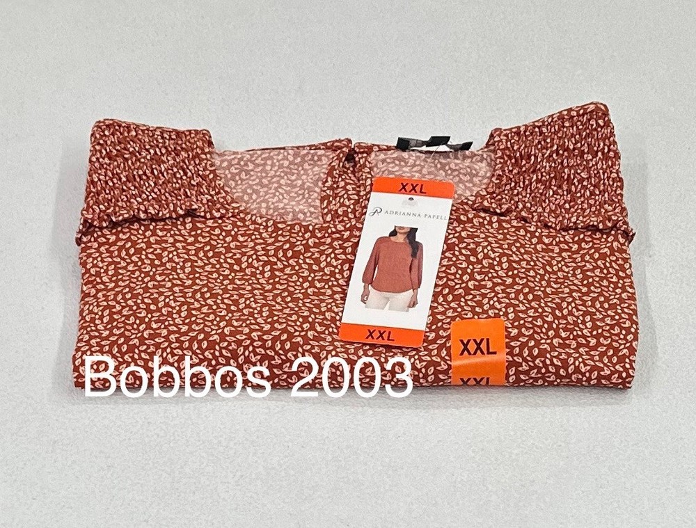 Adrianna Papell Women's 3/4 Sleeve Stretch Soft Blouse, Orange, Size XXL