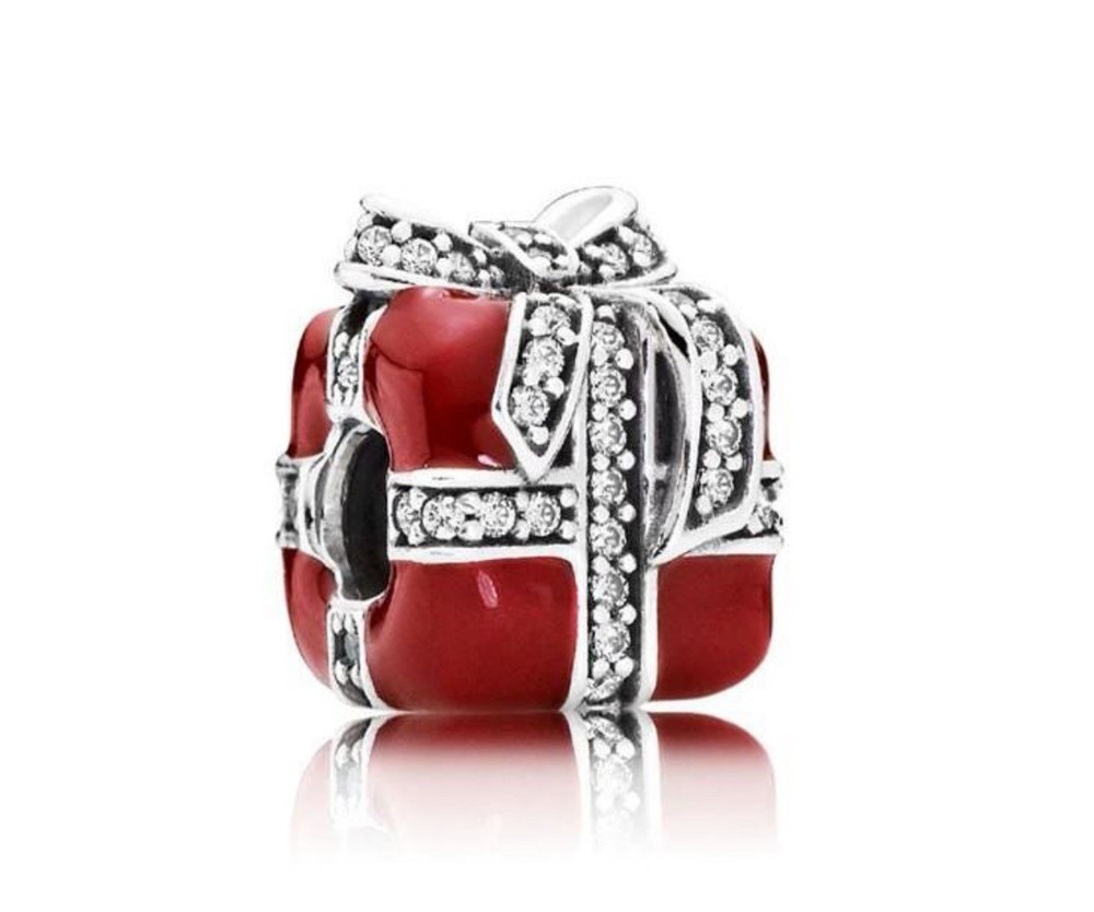 Pandora Sparkling CZ Red Christmas Charm Gift Box with Pouch