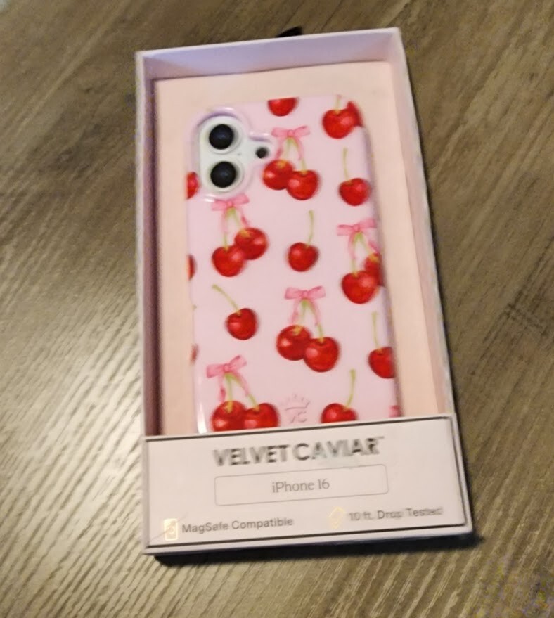 Velvet Caviar MagSafe Case for iPhone 16 in Sweet Cherry