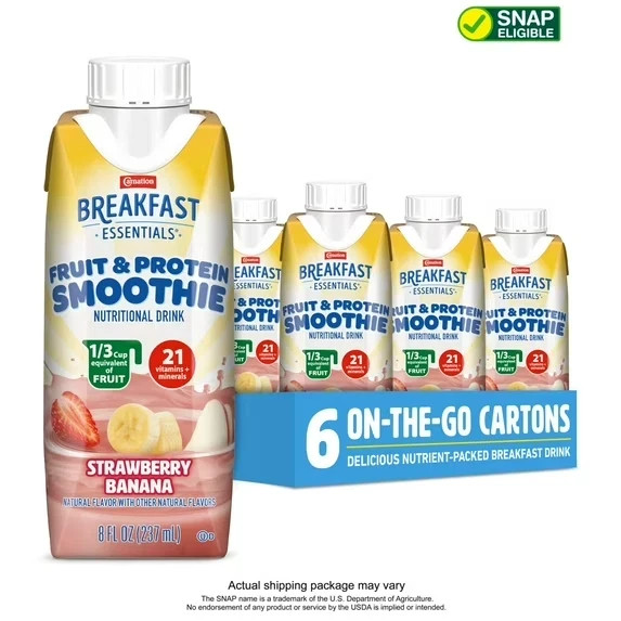 Carnation Breakfast Essentials Fruit & Protein, Drink Shakes, 8 fl oz, 6 Pack