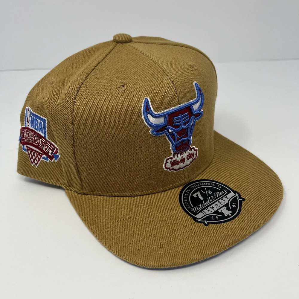 Mitchell & Ness Chicago Bulls Windy City Sand Tan Hat Cap Fitted Men Size 7 1/8